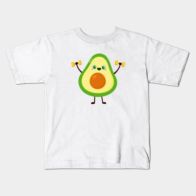 Cute fitness avocado Kids T-Shirt by themadesigns